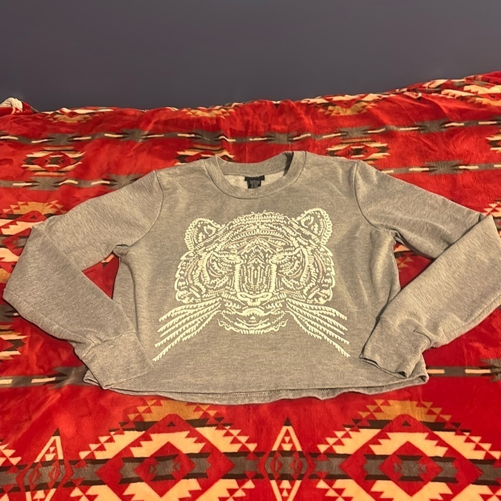 Rue 21 Girls large crewneck with Tiger. Gray